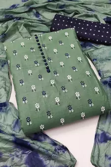 Green woven cotton salwar