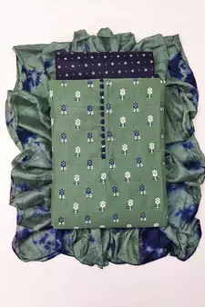 Green woven cotton salwar