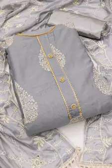 Grey embroidered chanderi salwar