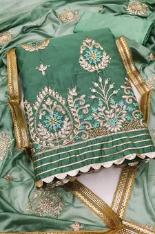 Green embroidered chanderi salwar
