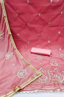 Pink embroidered chanderi salwar