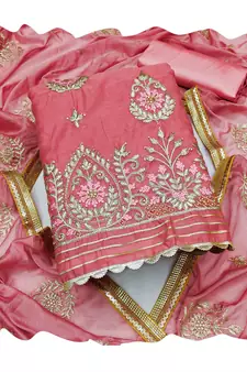Pink embroidered chanderi salwar