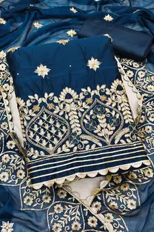 Blue embroidered chanderi salwar
