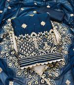 Blue embroidered chanderi salwar