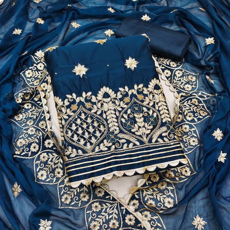 Blue embroidered chanderi salwar