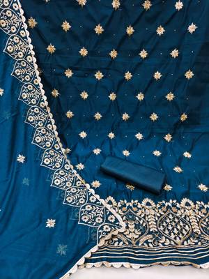 Blue embroidered chanderi salwar 2