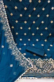Blue embroidered chanderi salwar