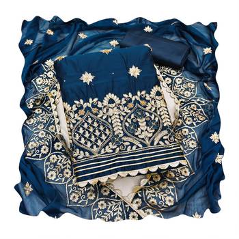 Blue embroidered chanderi salwar 3