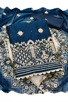 Blue embroidered chanderi salwar