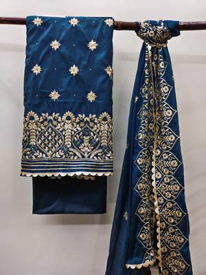 Blue embroidered chanderi salwar 4