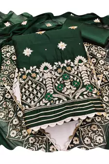 Green embroidered chanderi salwar