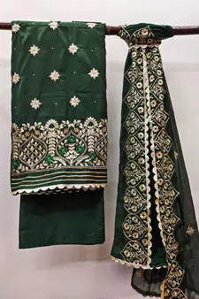 Green embroidered chanderi salwar