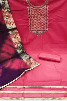 Pink embroidered chanderi salwar