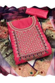 Pink embroidered chanderi salwar