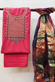 Pink embroidered chanderi salwar