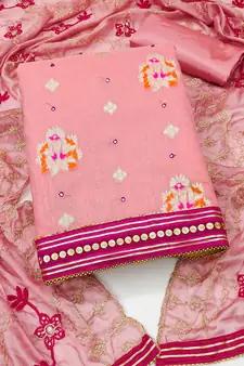 Pink embroidered jacquard salwar