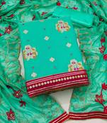 Green embroidered jacquard salwar