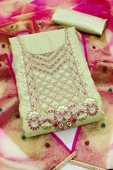 Green embroidered chanderi salwar