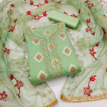 Green embroidered jacquard salwar 1