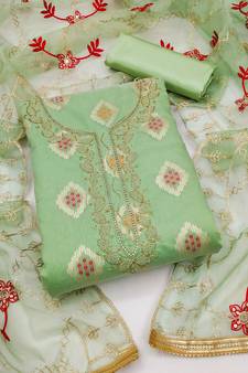 Green embroidered jacquard salwar