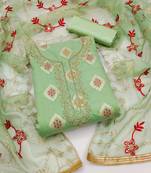 Green embroidered jacquard salwar