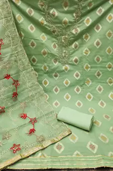 Green embroidered jacquard salwar