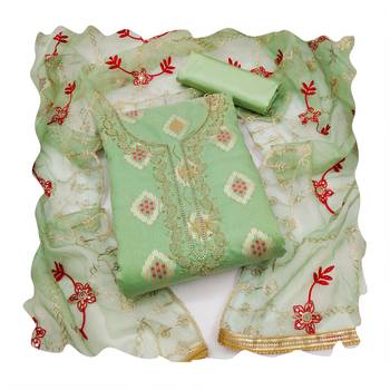 Green embroidered jacquard salwar 3