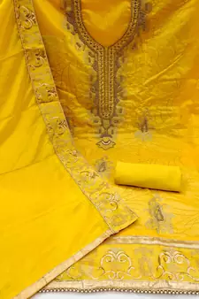 Yellow embroidered cotton salwar