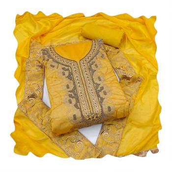 Yellow embroidered cotton salwar 3