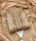 Beige embroidered cotton salwar
