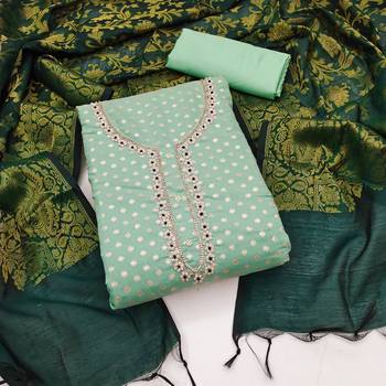 Green embroidered jacquard salwar 1