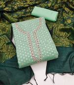 Green embroidered jacquard salwar