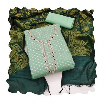 Green embroidered jacquard salwar 3