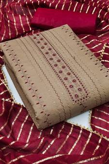 Beige embroidered cotton salwar