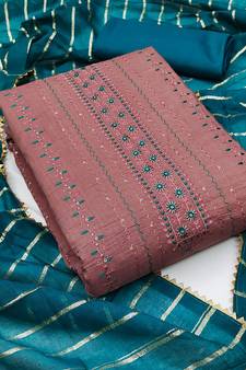Brown embroidered cotton salwar