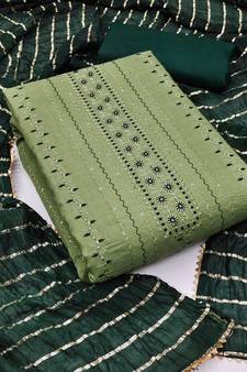 Green embroidered cotton salwar