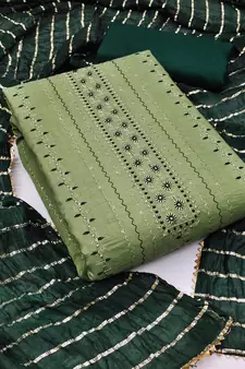 Green embroidered cotton salwar
