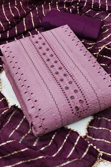 Purple embroidered cotton salwar