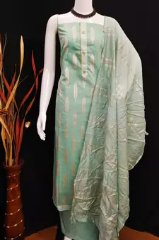 Green embroidered cotton salwar