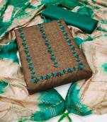 Brown embroidered Art Silk salwar