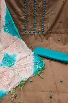 Brown embroidered Art Silk salwar