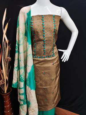Brown embroidered Art Silk salwar 3
