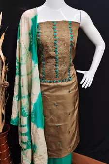 Brown embroidered Art Silk salwar