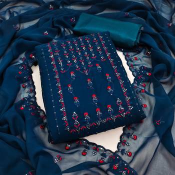 Blue embroidered georgette salwar 1