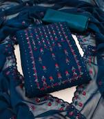 Blue embroidered georgette salwar