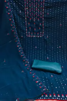 Blue embroidered georgette salwar
