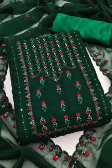 Green embroidered georgette salwar