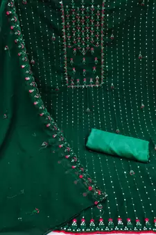 Green embroidered georgette salwar