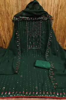 Green embroidered georgette salwar