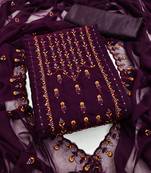 Purple embroidered georgette salwar